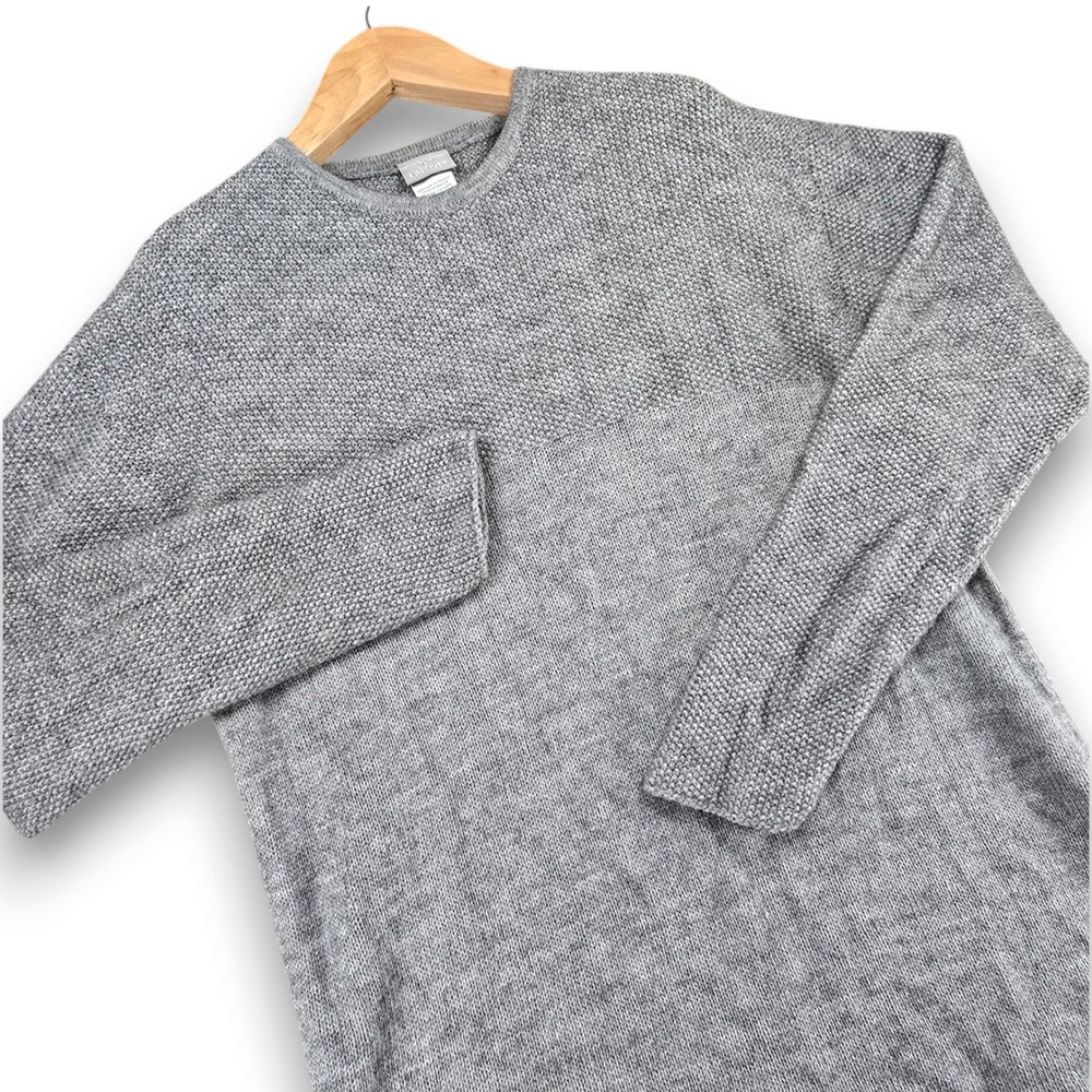 Lacoste Mens Size 7 Gray Alpaca Wool Blend Textured Knit Crew Neck Sweater F8282